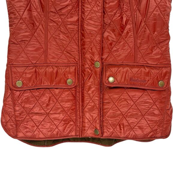 BARBOUR Wray Gilet Quilted Vest in Deep Claret Red Zip Snap Overlay Women's 4 - Picture 4 of 12